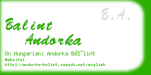 balint andorka business card